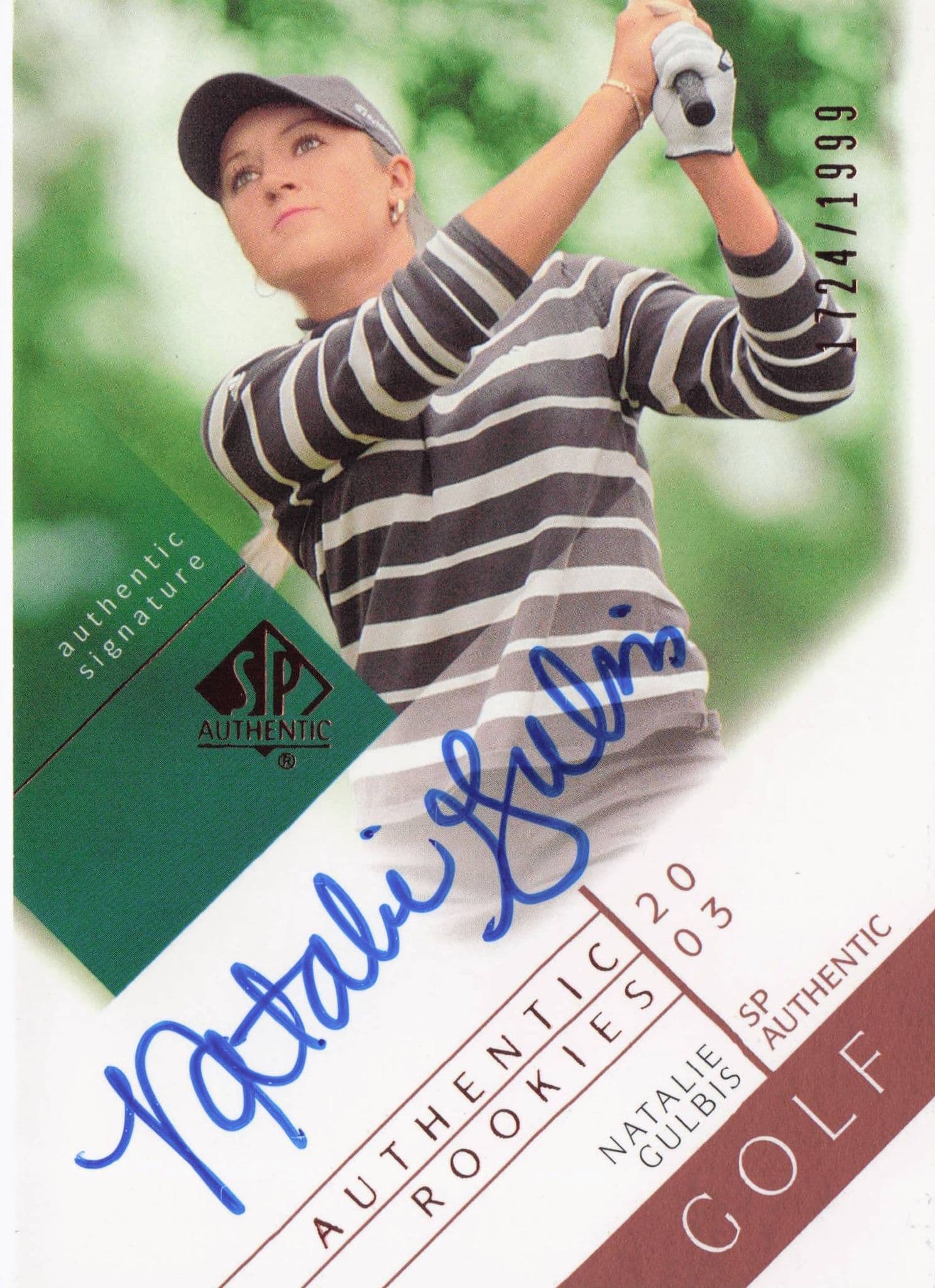 Natalie Gulbis Authentic Rookies 2003 Golf SP Hand Signed Autograph Card