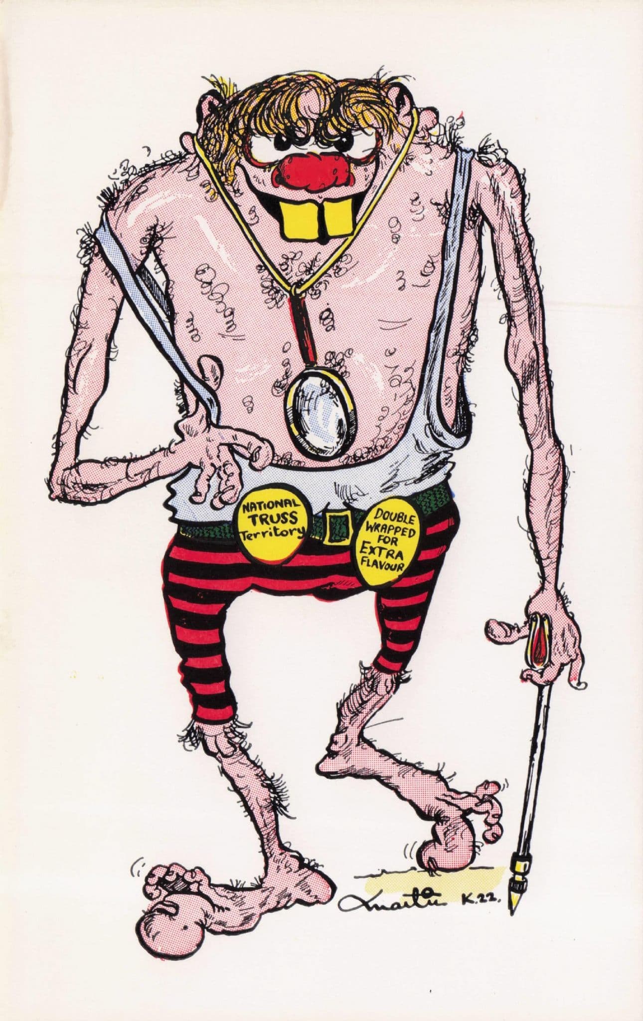 National Trust Scary Beano Trousers Goofy Teeth Man 1970s Comic Postcard