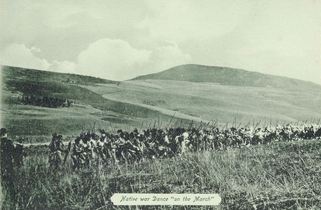 Native War Dance On The March South African Antique Postcard
