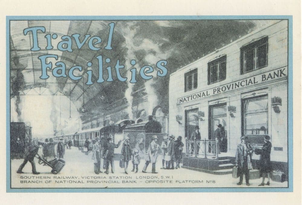 Natwest Travellers Cheques Bank in 1930s Advertising Postcard