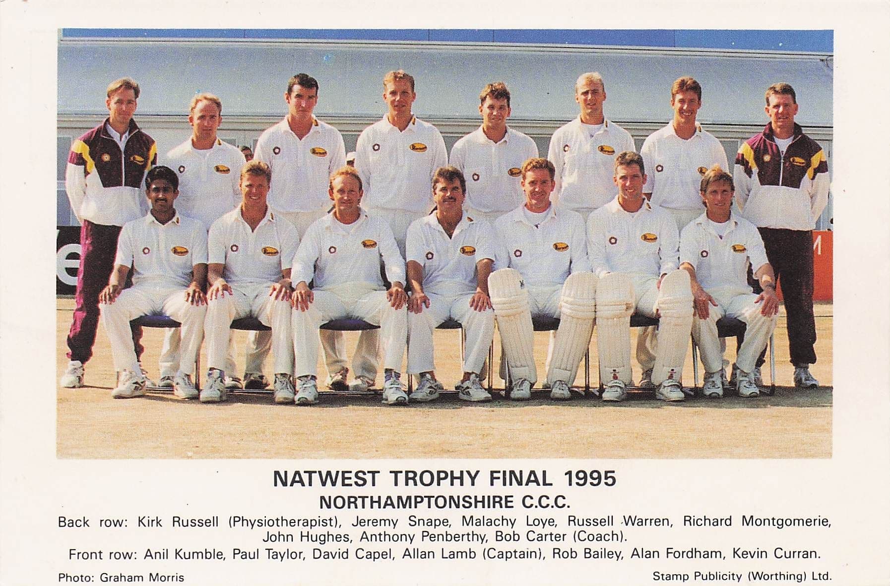 Natwest Trophy 1995 Northamptonshire Cricket Team Photo Postcard
