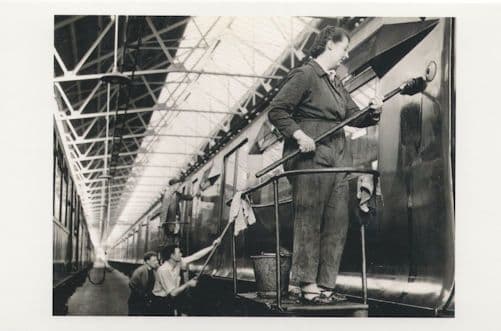 Neasden London Underground 1950s Tube Train Cleaning Postcard