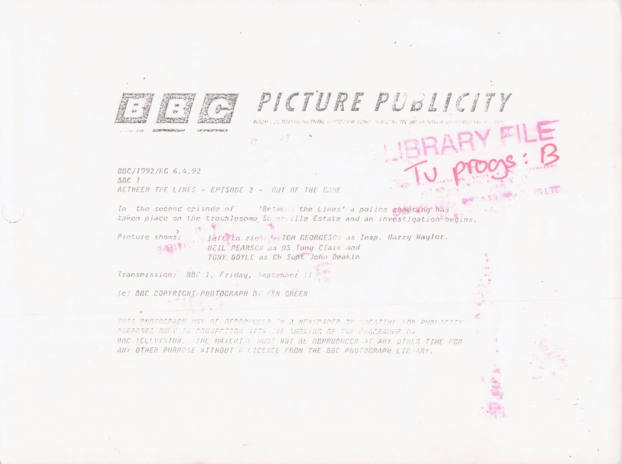 Neil Pearson in Between The Lines BBC TV Police Show Press Photo