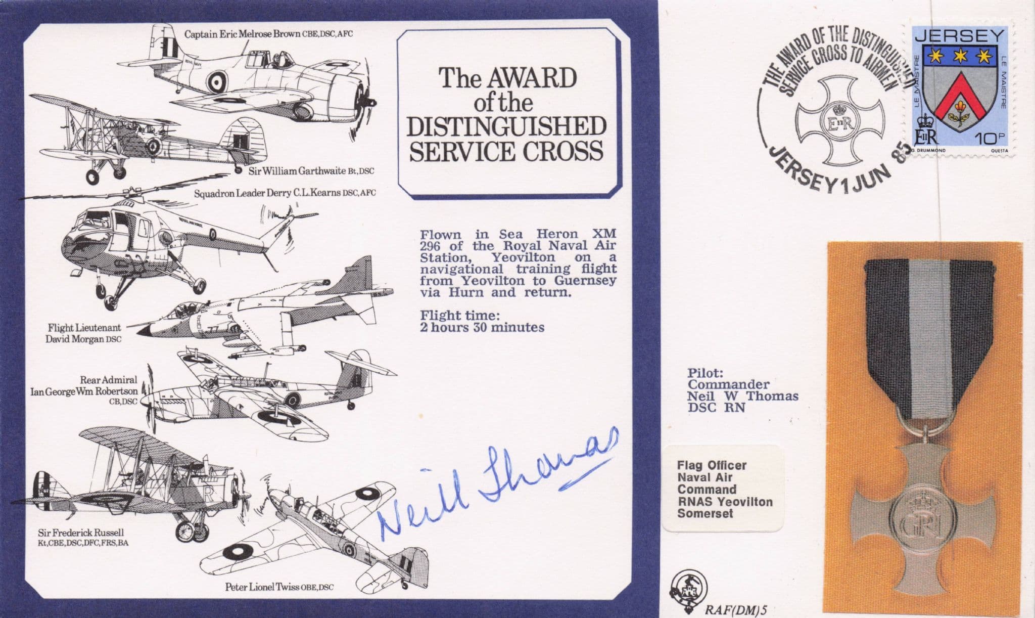 Neill Thomas Award Of The Distinguished Cross WW2 Hand Signed FDC