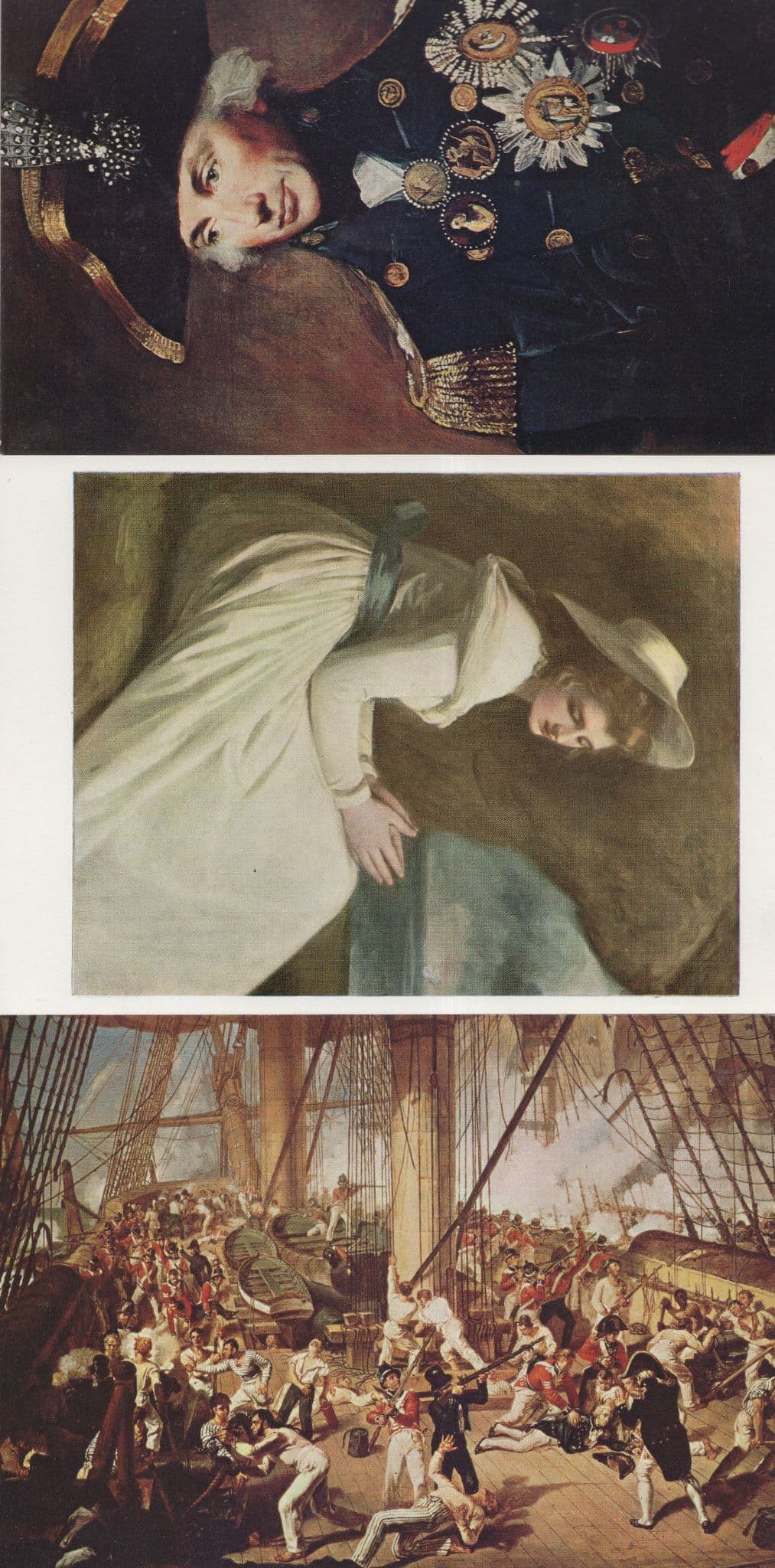 Nelson Wounded At Trafalgar Portrait 3x Painting Postcard s