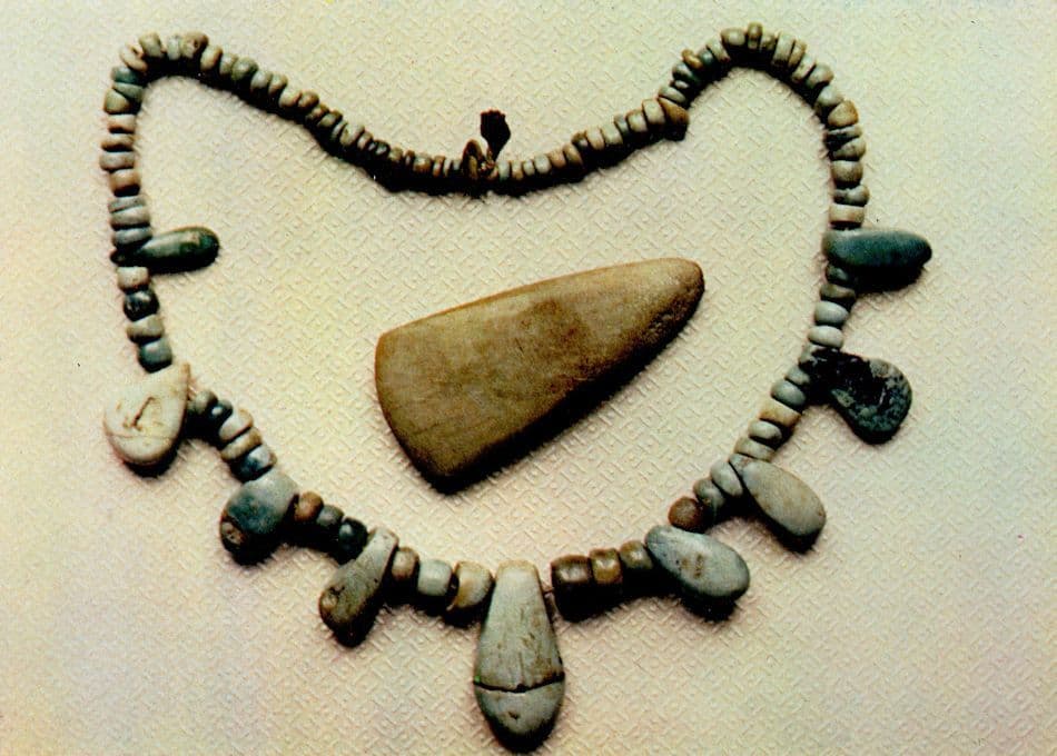 Neolothic Stone Age Antique Necklace Axe Hache Et Collier Postcard