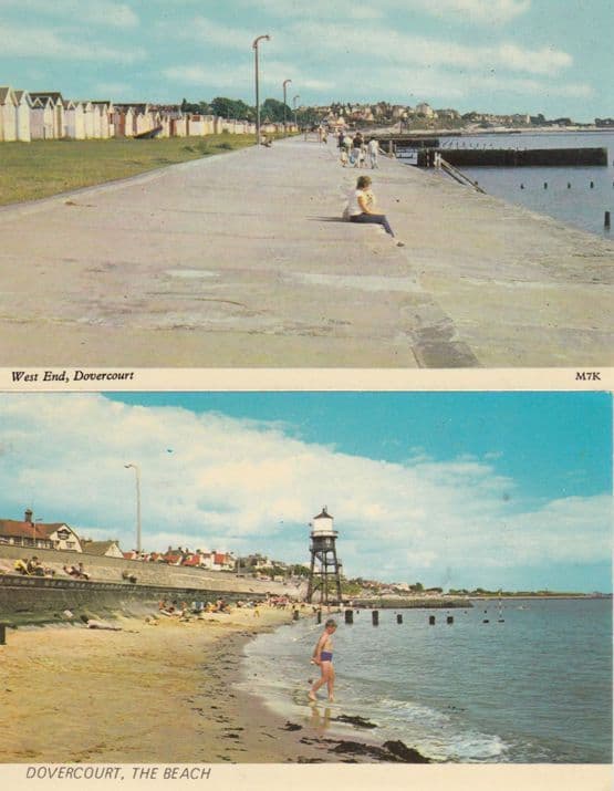 Nervously Paddling at Dovercourt Beach Bored On Steps 2x 1970s Postcard s