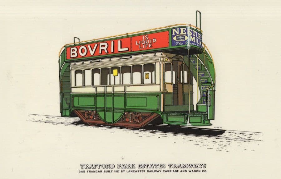 Nestle Milk Bovril Trafford Park Bovril Drink Victorian Tram Bus Postcard