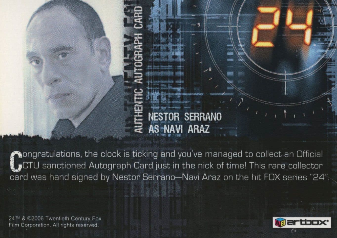 Nestor Serrano as Navi Araz 24 TV Show Hand Signed Photo Card