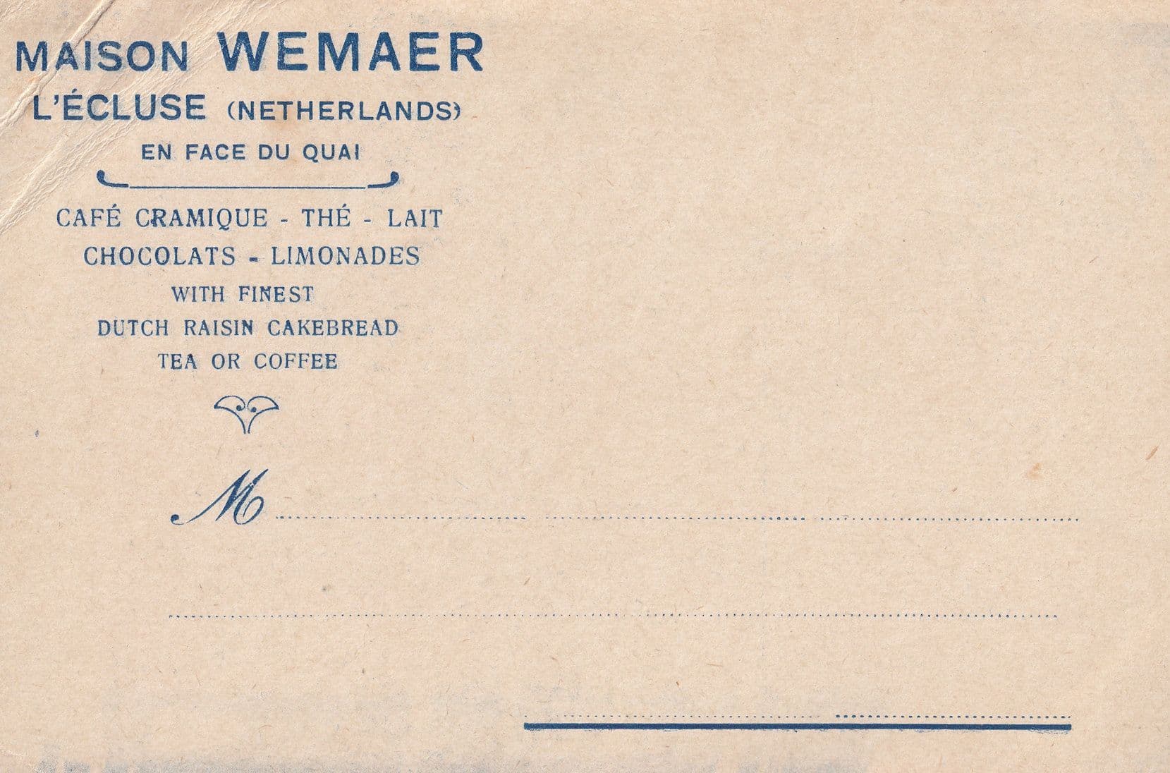 Netherlands; Maison Wemaer Shop L'Ecluse Lemonade Chocolate Old Postcard