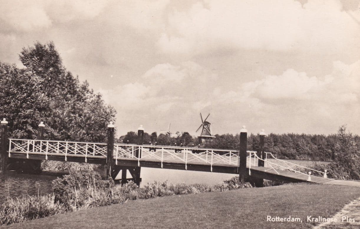 Netherlands Rotterdam Kralingse Plas BrÔøΩcke WindmÔøΩhle Dutch Real Photo Postcard