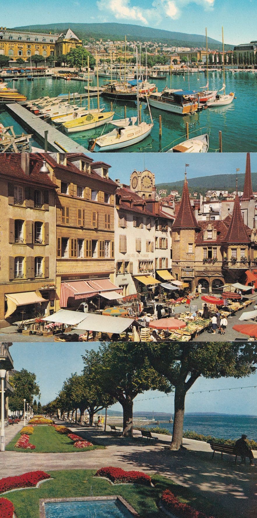 Neuchatel Port Markets Marche Harbour 3x French Postcard s