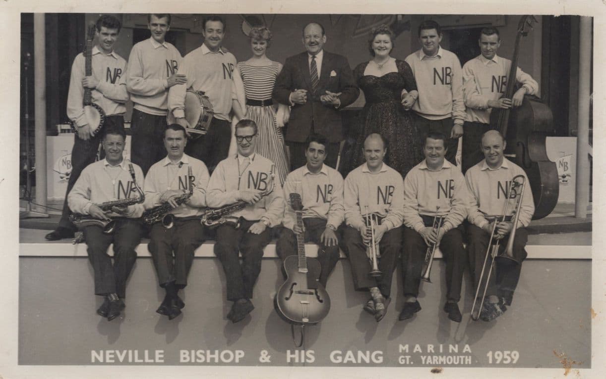 Neville Bishop Music Gang Live Great Yarmouth 1959 Hand Signed Postcard