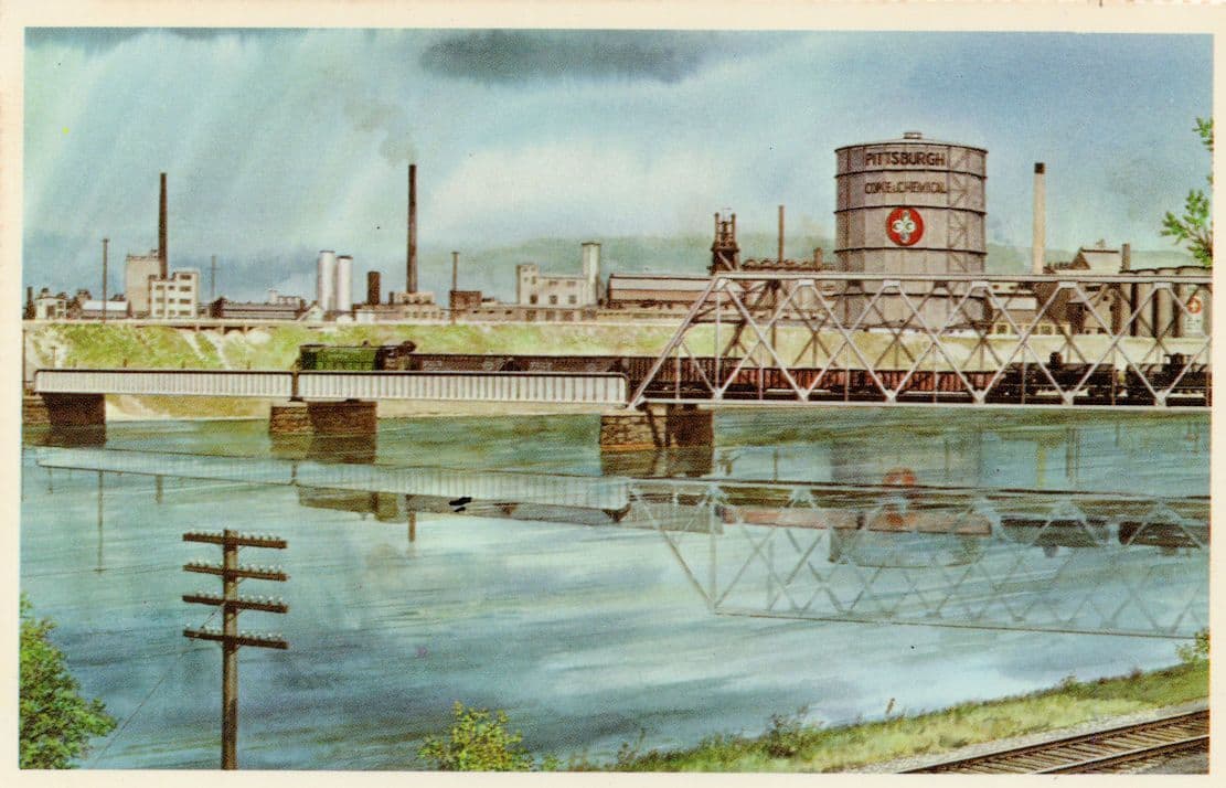 Neville Island Plant Chemical Company Pittsburgh & Lake Erie Railroad Old Postcard