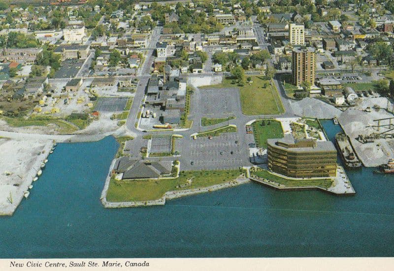 New Civic Centre Sault Ste Marie Canadian Birds Eye Postcard
