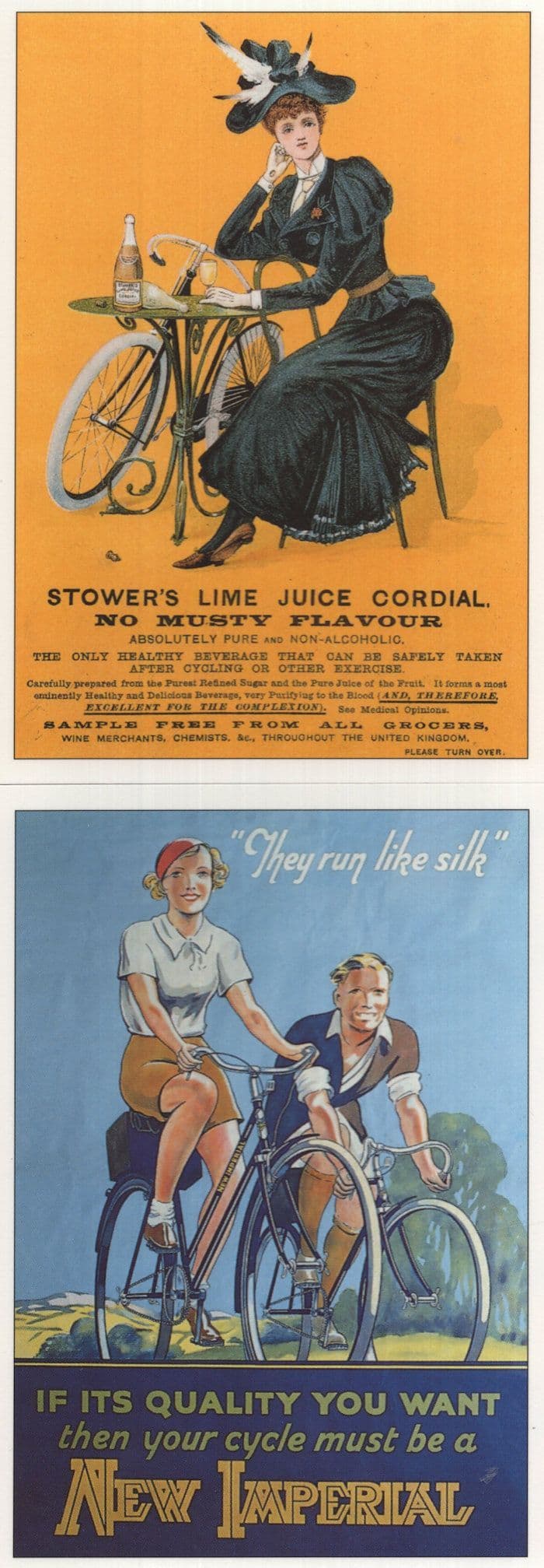 New Imperial Cycle Stowers Juice Cordial 2x Bicycle Postcard s