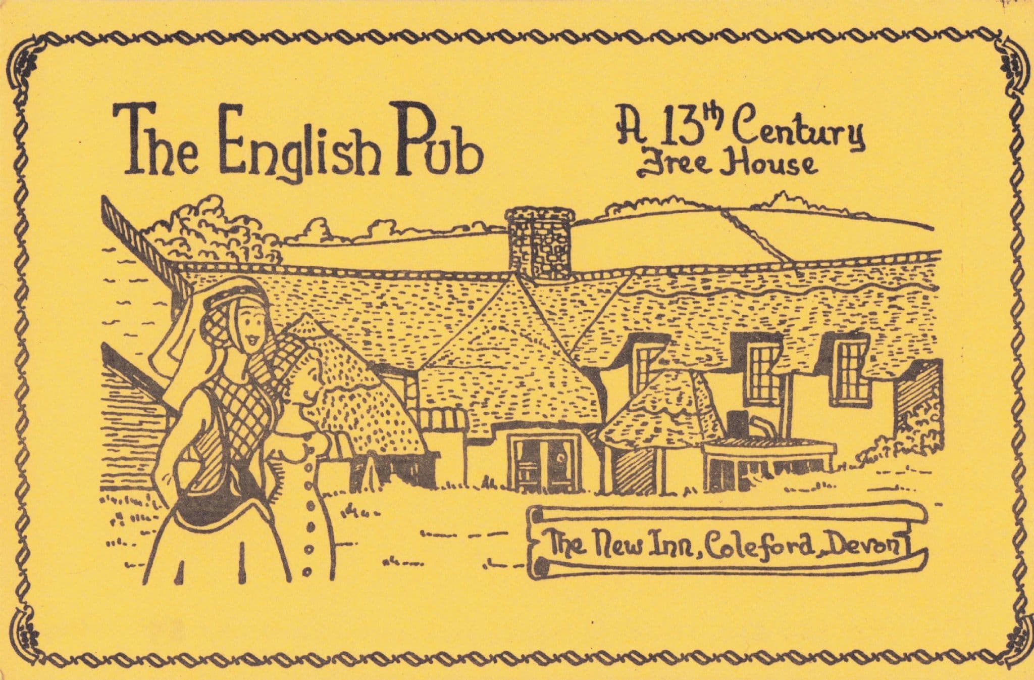 New Inn Pub Coleford Devon Rare Art Limited Edition 100 Postcard