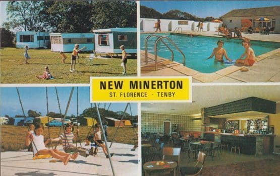 New Minerton Holday Camp Caravan Chalet Site St Florence Tenby 1970s Postcard