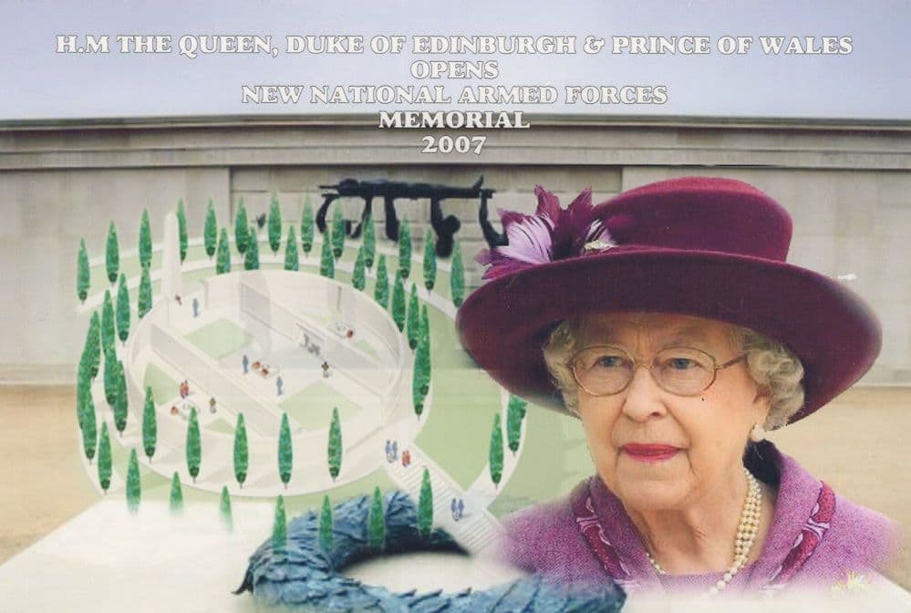 New National Armed Forces Military Memorial Opening By Queen Postcard