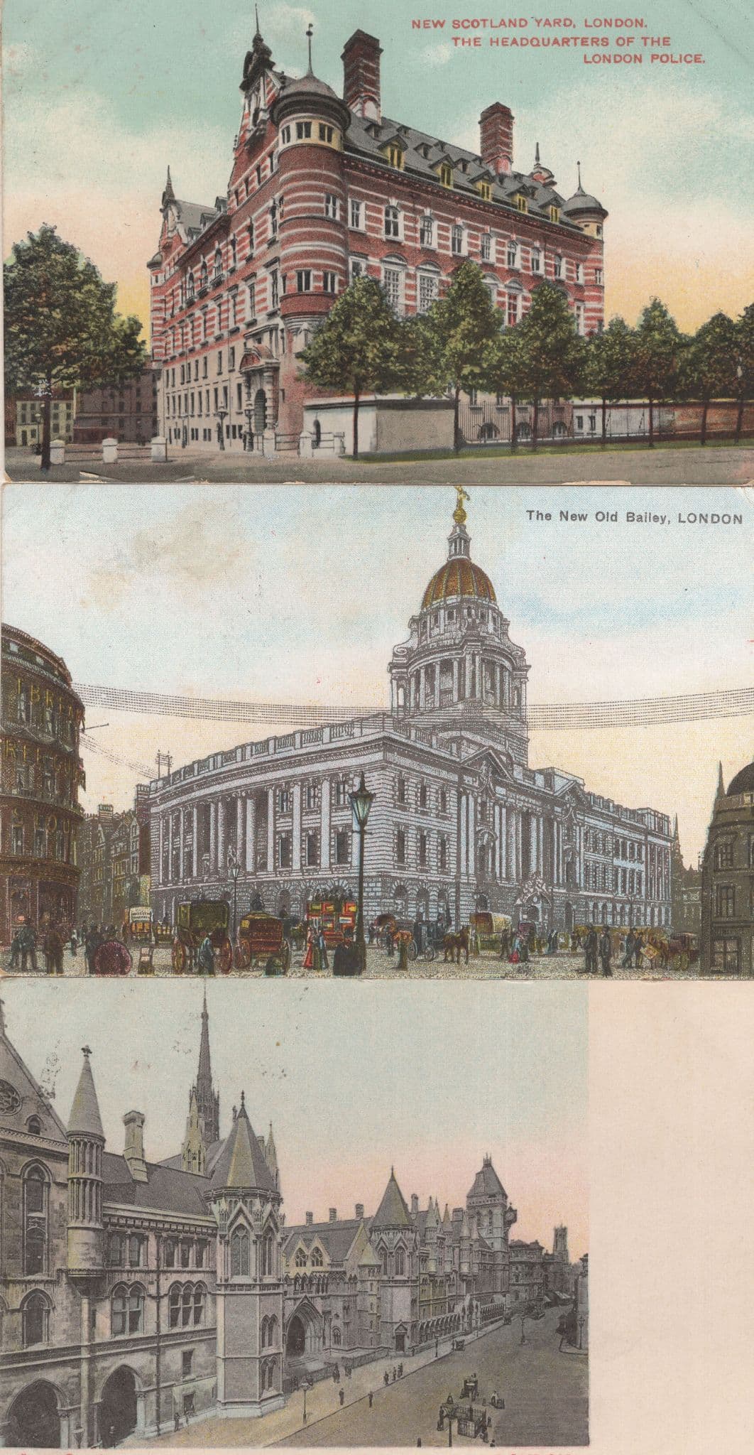 New Scotland Yard Old Bailey 3x Old London Police Postcard s