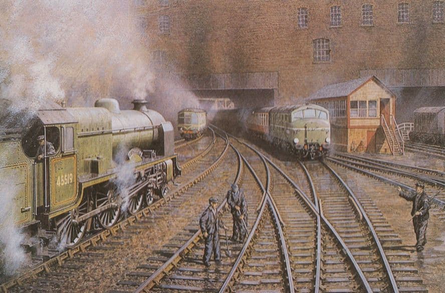 New Street Railway Station Birmingham in 1959 Painting Postcard