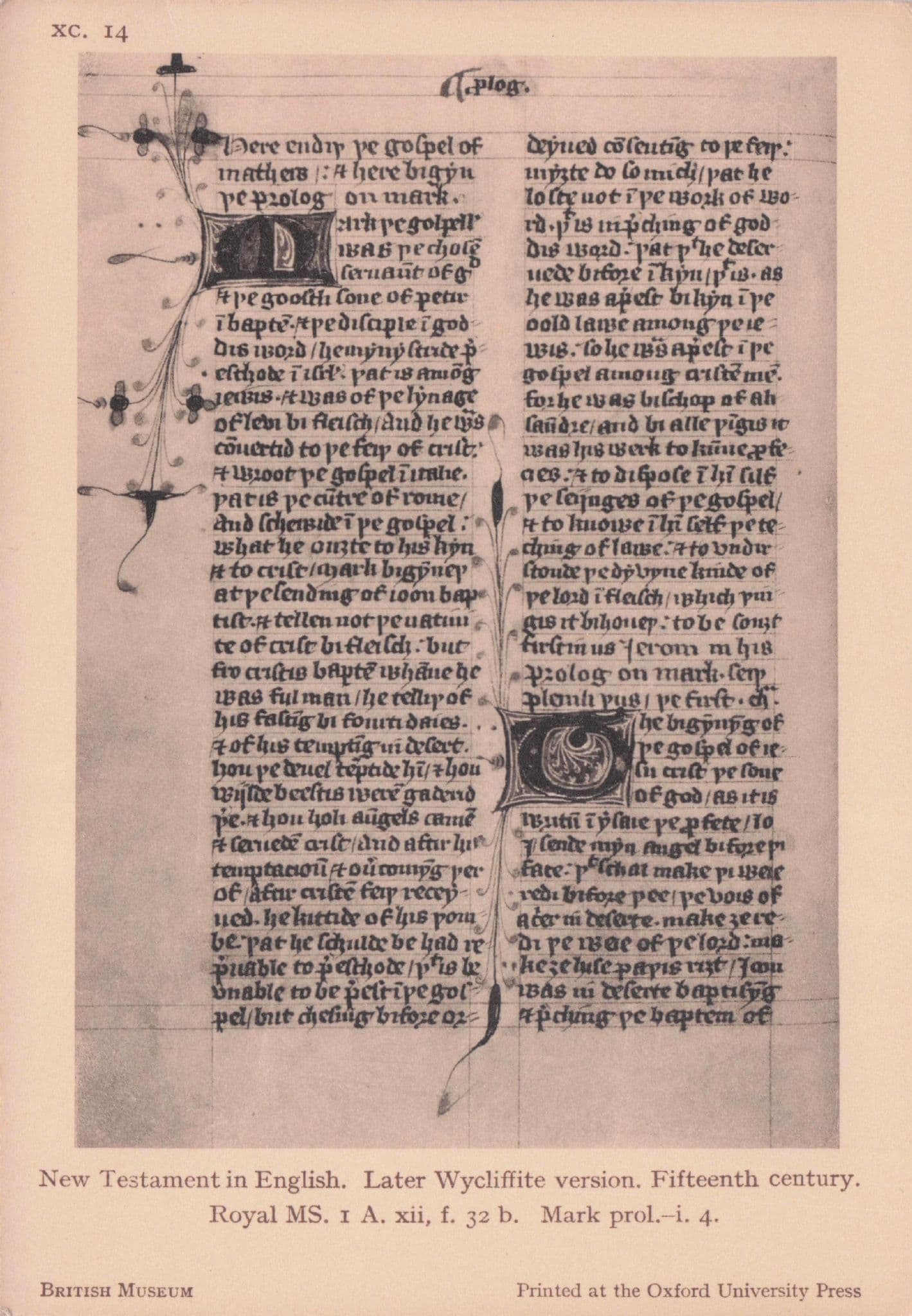 New Testament Royal MS English Translation Antique15th Century Bible Old Postcard