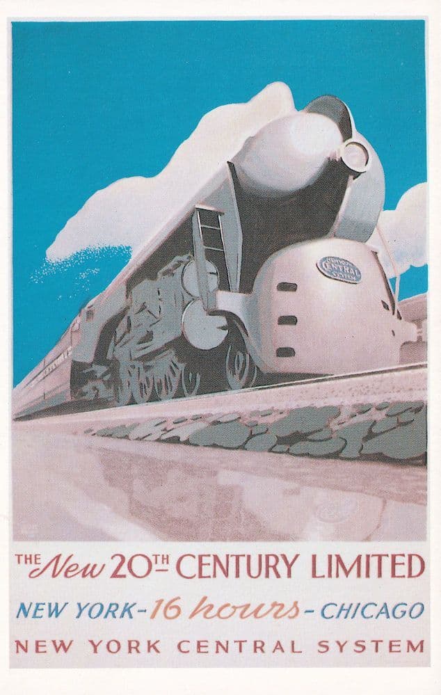 New York Central System Chicago Express Train Advertising Postcard