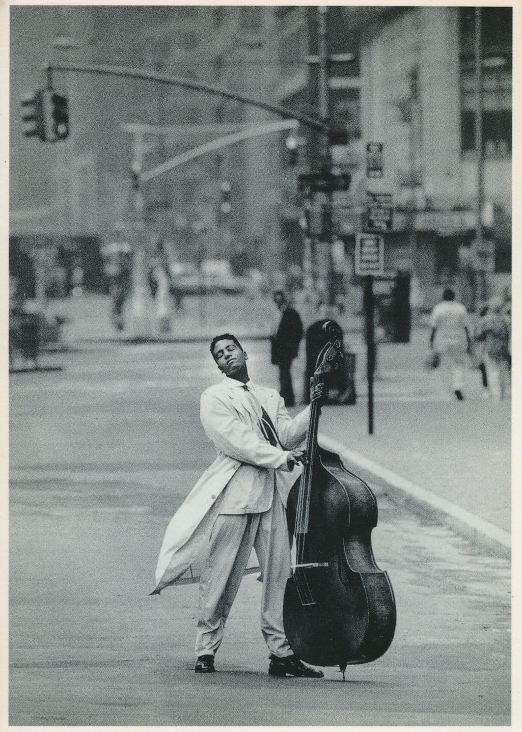 New York Jazz Music Bass Cello In Middle Of Street USA Postcard