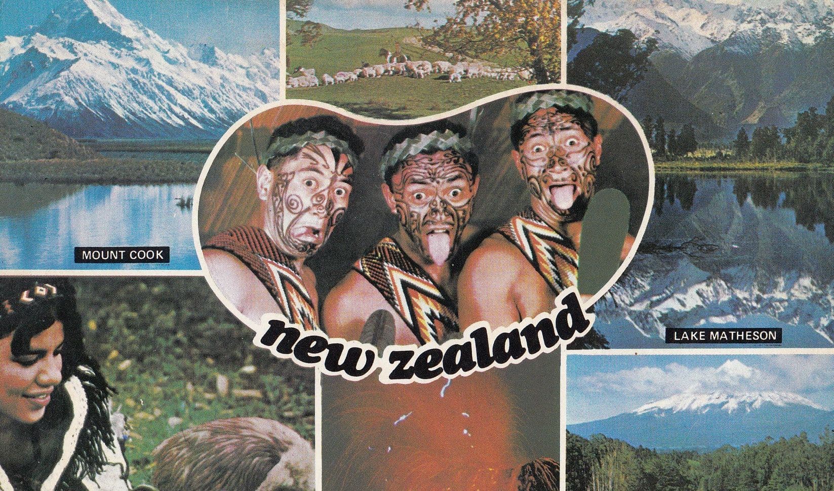 New Zealand Maori Tribe Warriors Volcano Erupting Postcard