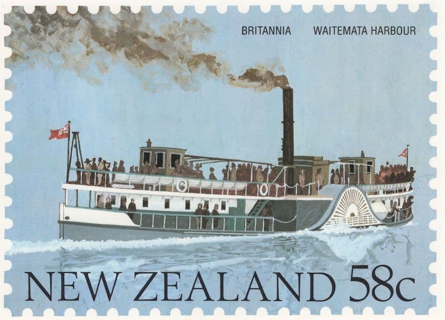 New Zealand Paddlewheel Steamer Ship Waitemata Harbour Postcard