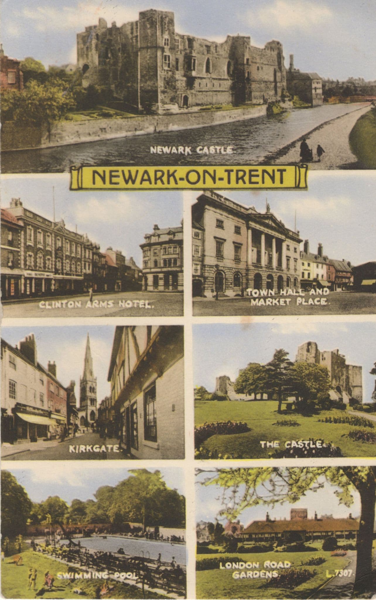 Newark On Trent Notts Swimming Pool Pub Hotel Valentines Old Postcard