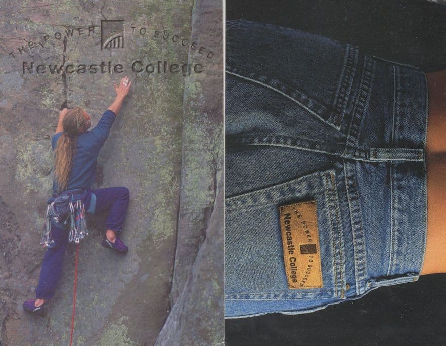 Newcastle College Rock Mountain Climbing Jeans 2x Postcard s