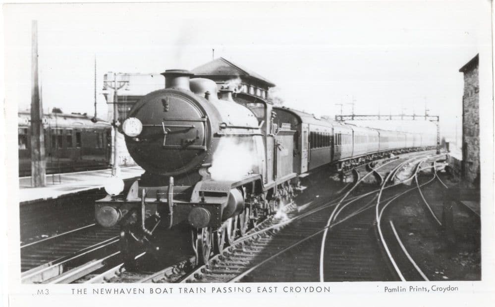 Newhaven Boat Train at East Croydon London Railway RPC Postcard