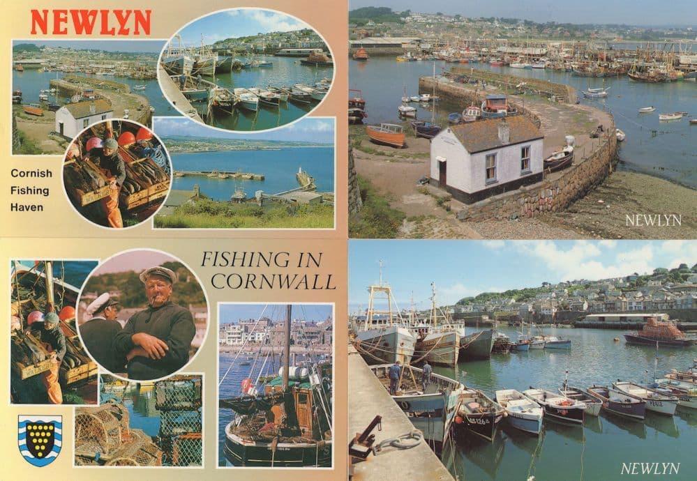 Newlyn Cornwall Fishing Boats Fisherman Pipe Smoking 4x Postcard s