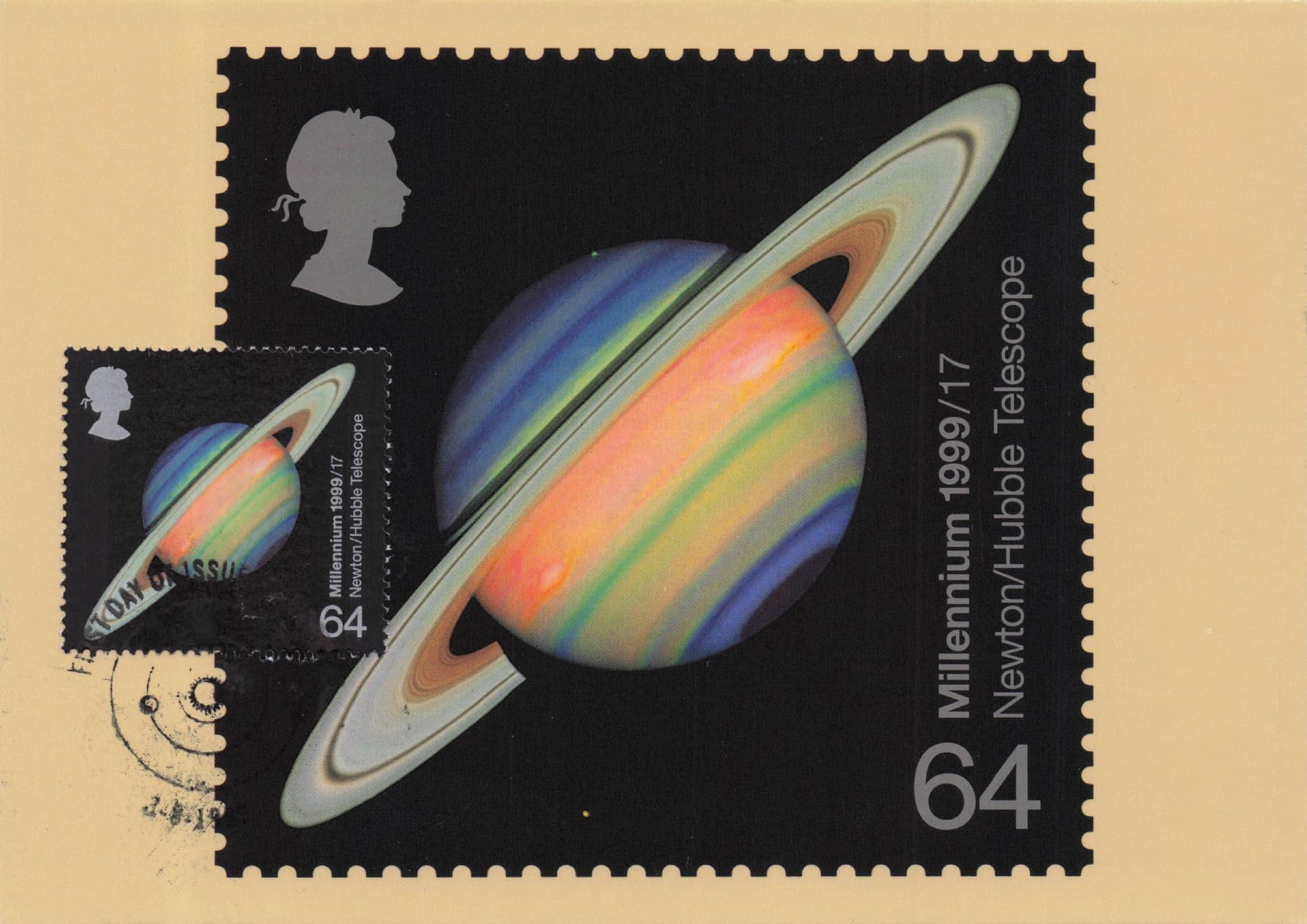 Newton Hubble Telescope Saturn Astronomy First Day Cover Postcard