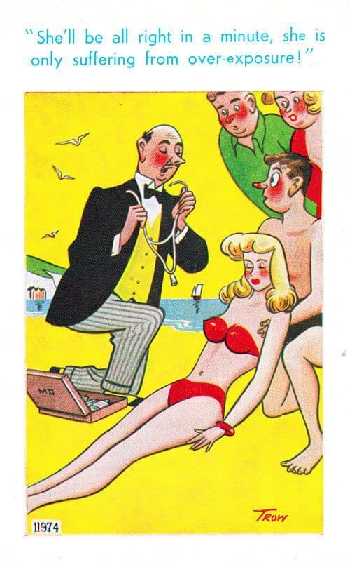 Nice Exposure Red Dress Upskirt Camera Comic Humour Seaside Postcard