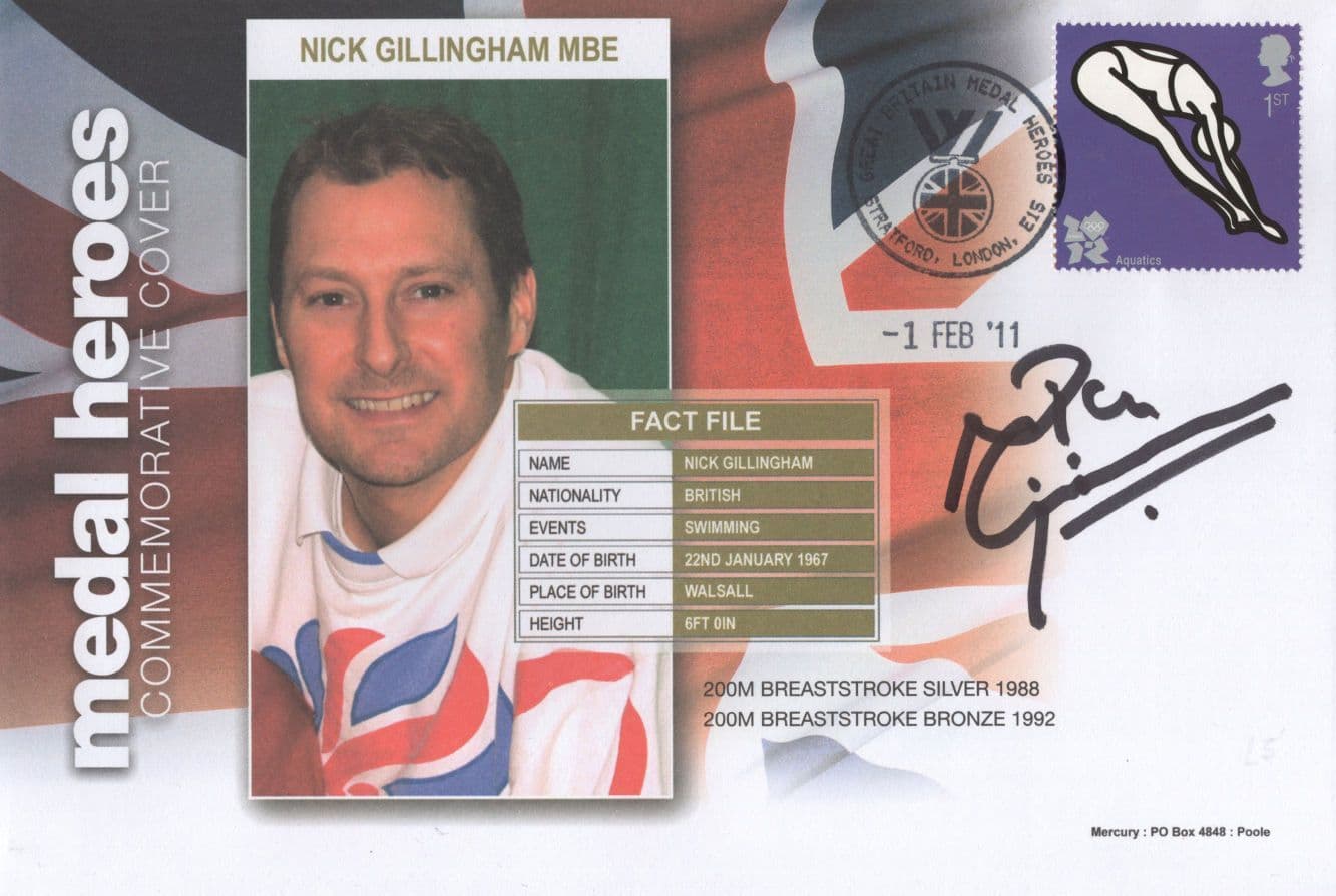 Nick Gillingham Olympic Medal Heroes Swimming Hand Signed FDC
