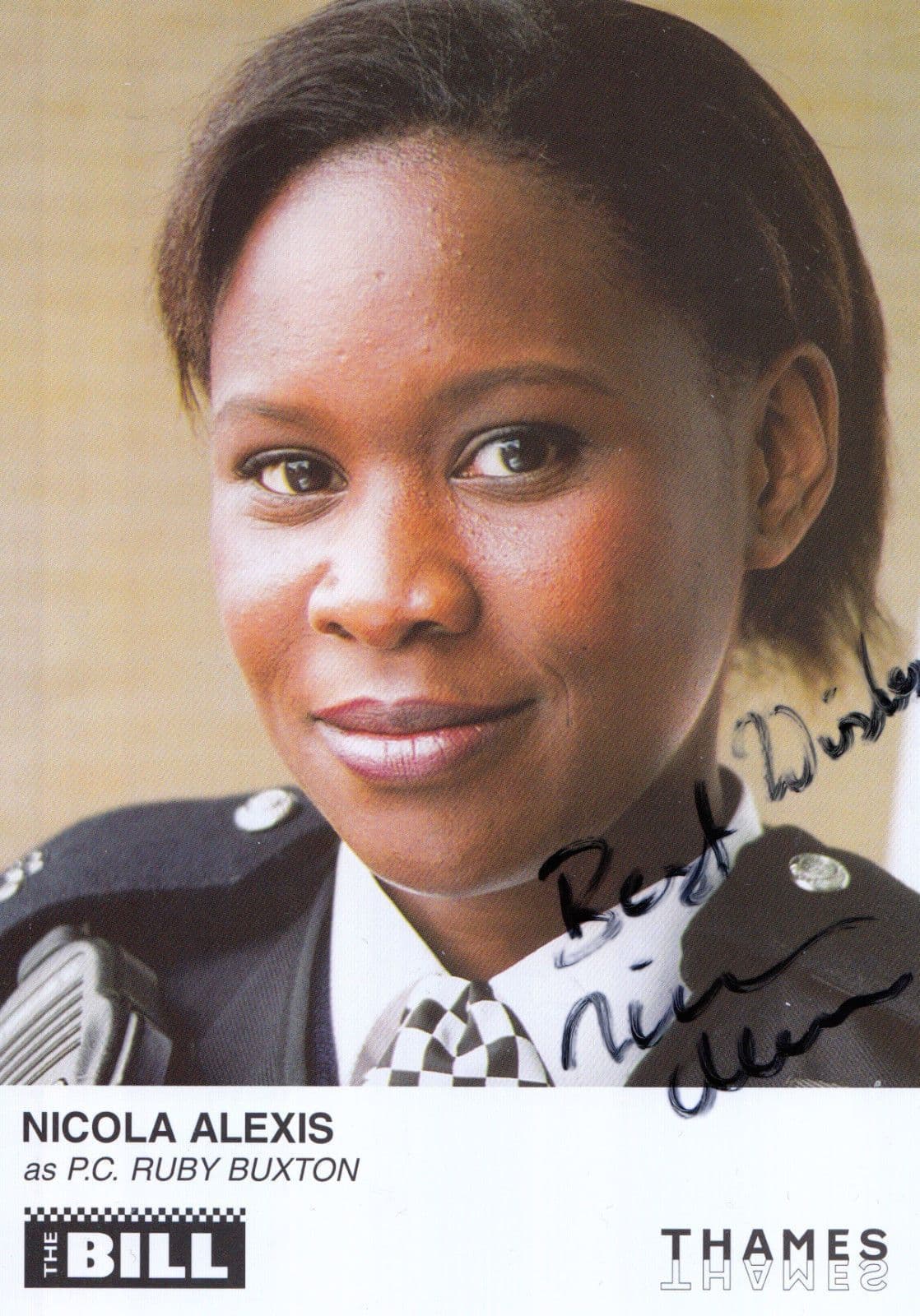 Nicola Alexis as PC Ruby Buxton in ITV The Bill Hand Signed Cast Card Photo