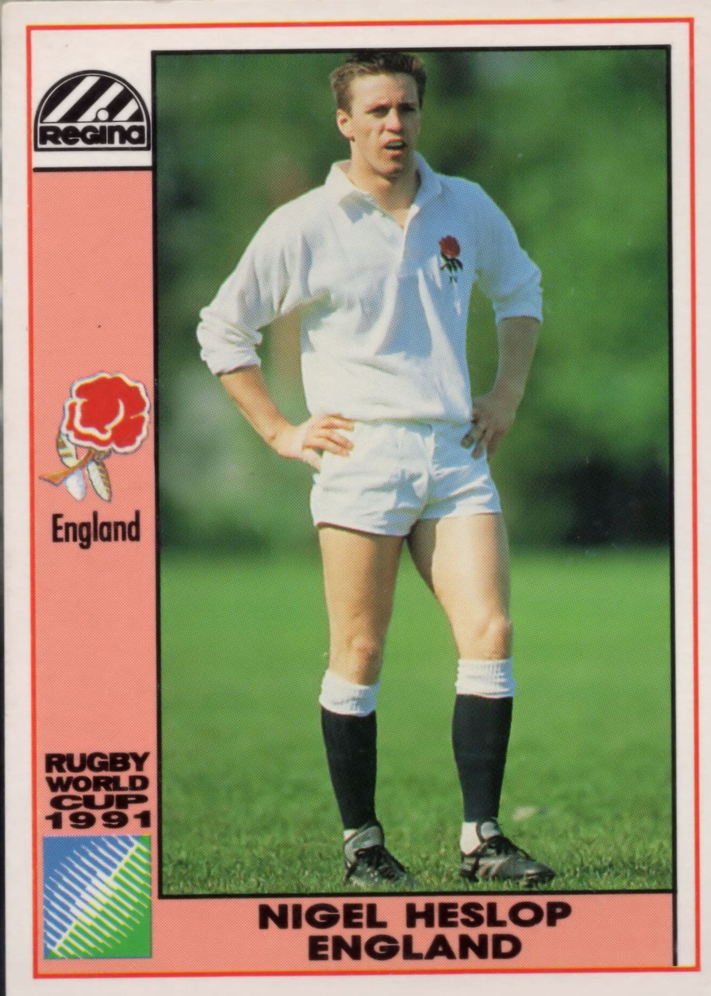 Nigel Heslop England Hand Signed Rugby 1991 World Cup Card Photo