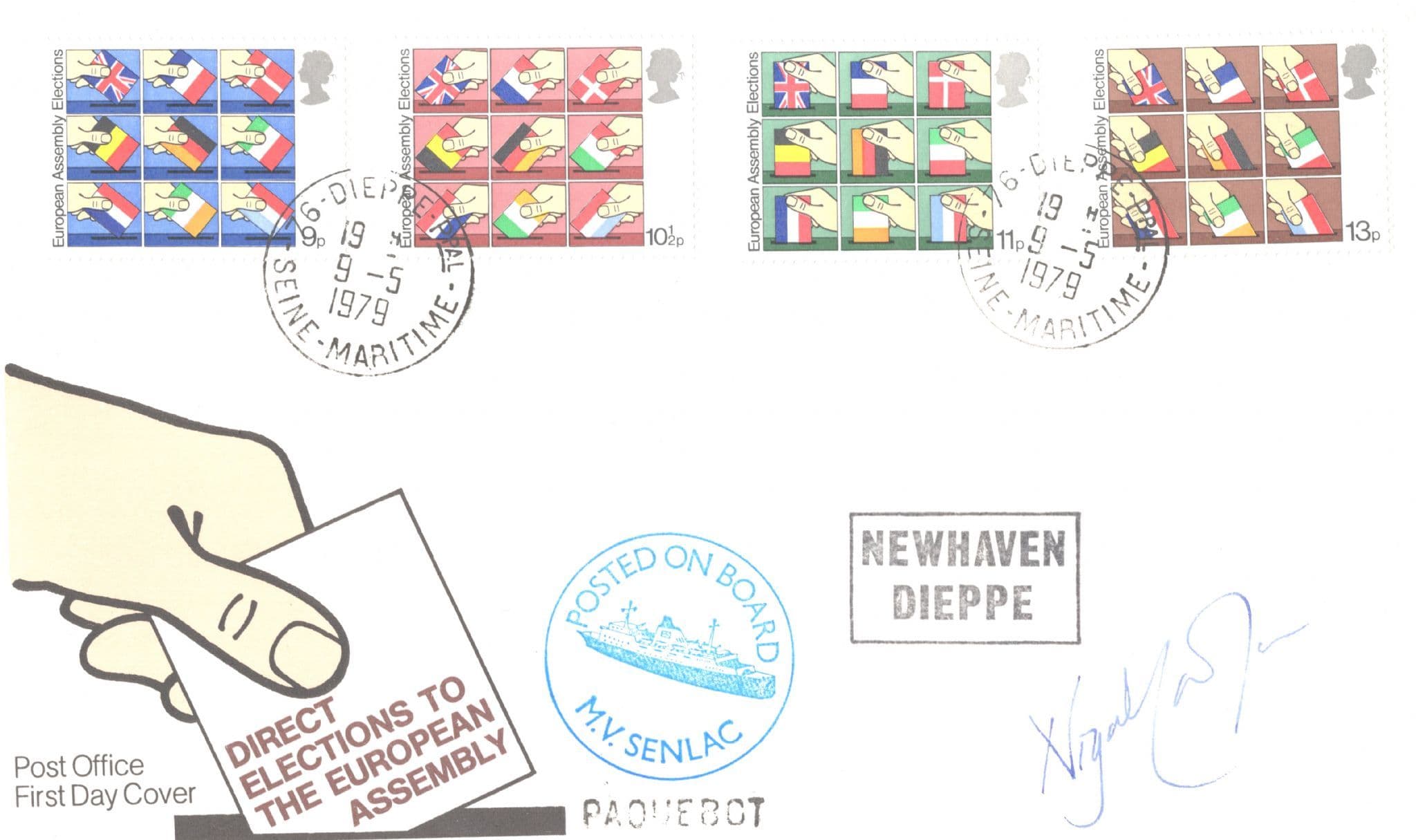 Nigel Lawson Conservative MP Posted On Board MV Senlac Hand Signed 1979 FDC