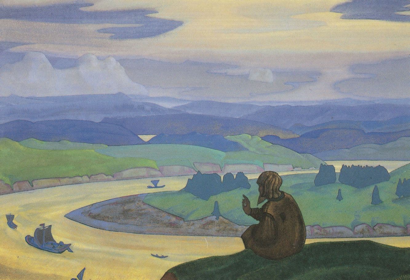 Nikolai Roerich Prokopy The Righteous Praying Painting Postcard