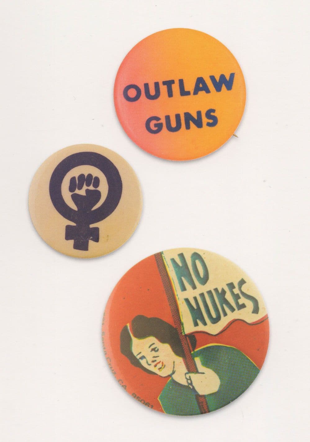 No Nuclear Bomb Weapons Women Power Guns Badge Button Postcard