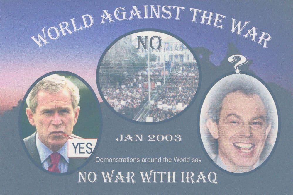 No War With Iraq Peace Anti Military March Protest 2003 Postcard