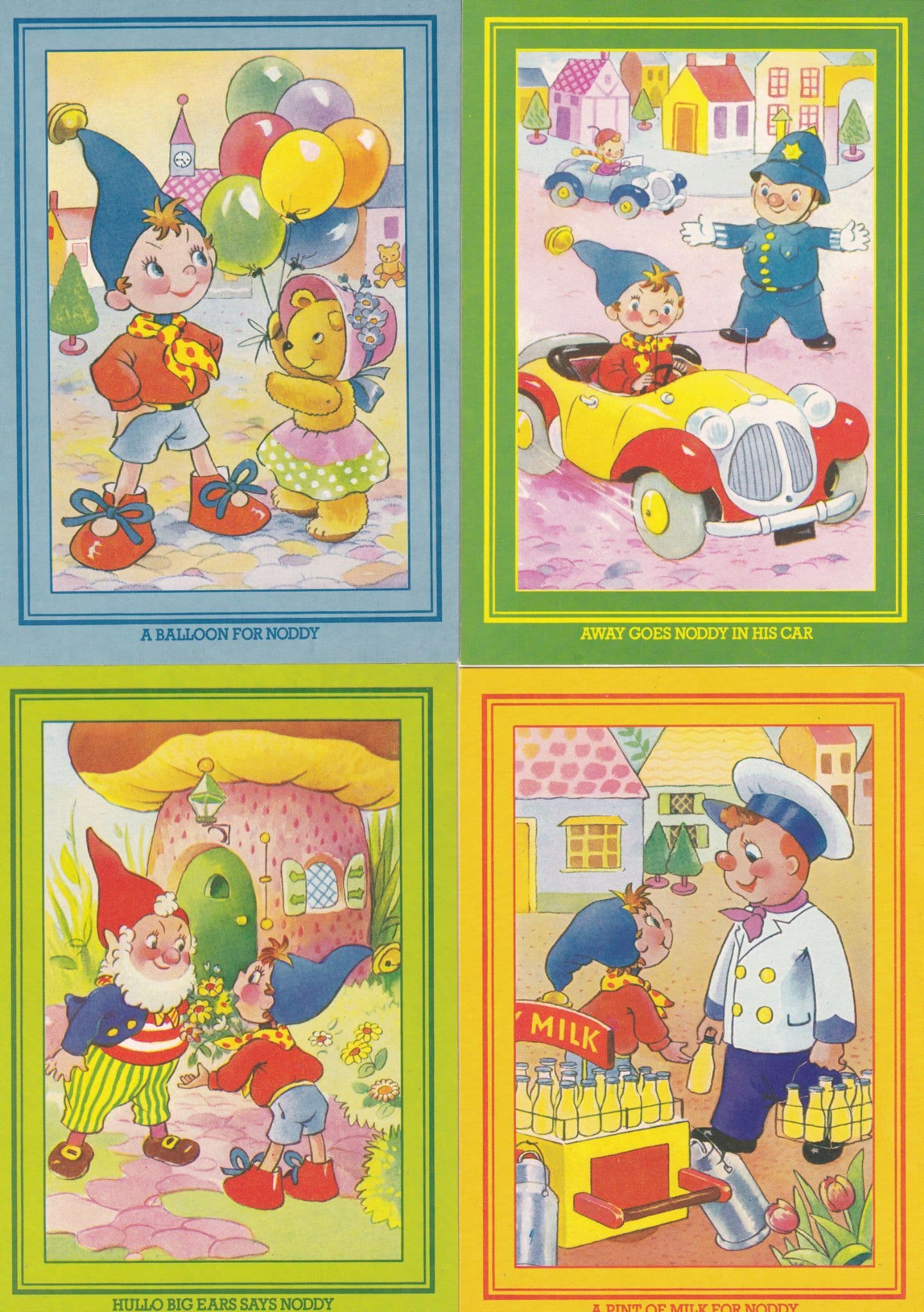 Noddy Balloons Big Ears Policeman Milkman 4x Postcard s
