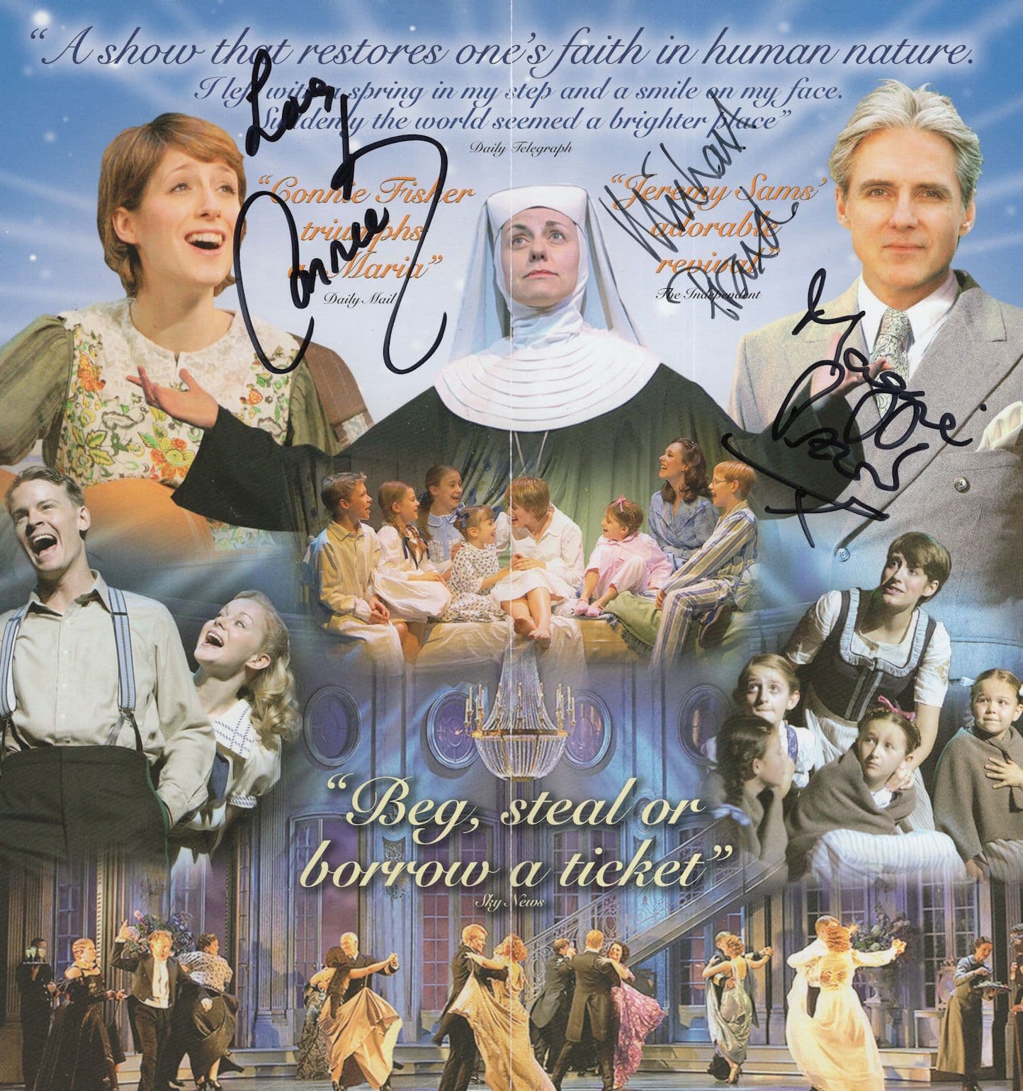 Noel Sullivan Michael Praed Gary Wilmot Carley Stenson 4x Hand Signed Theatre Flyer