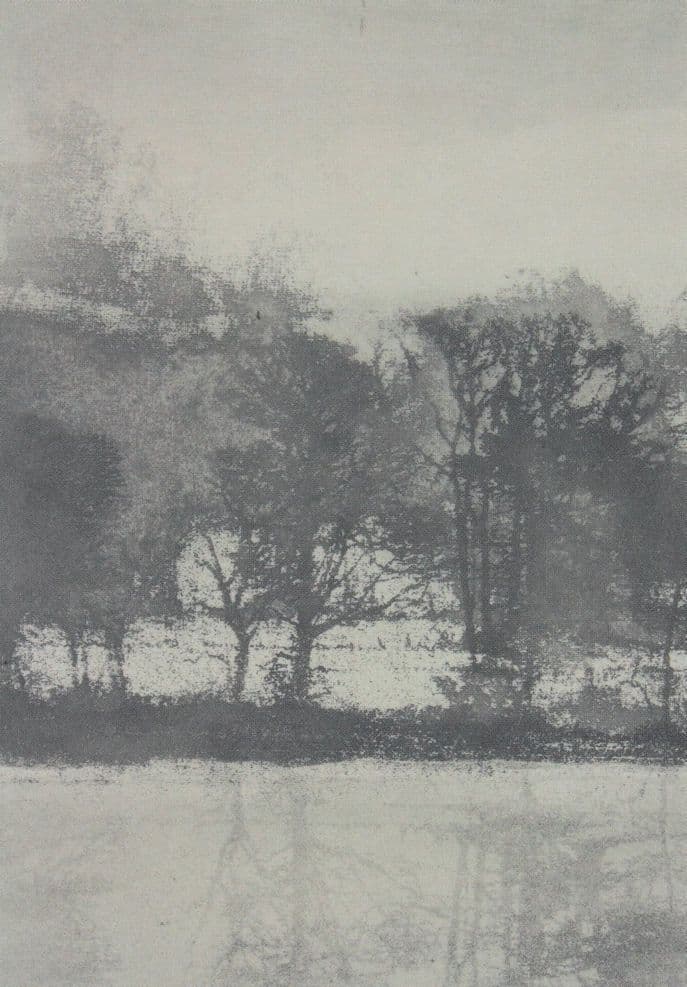 Norman Ackroyd Lakeside In Winter Snow Cumbria Etching Painting Postcard