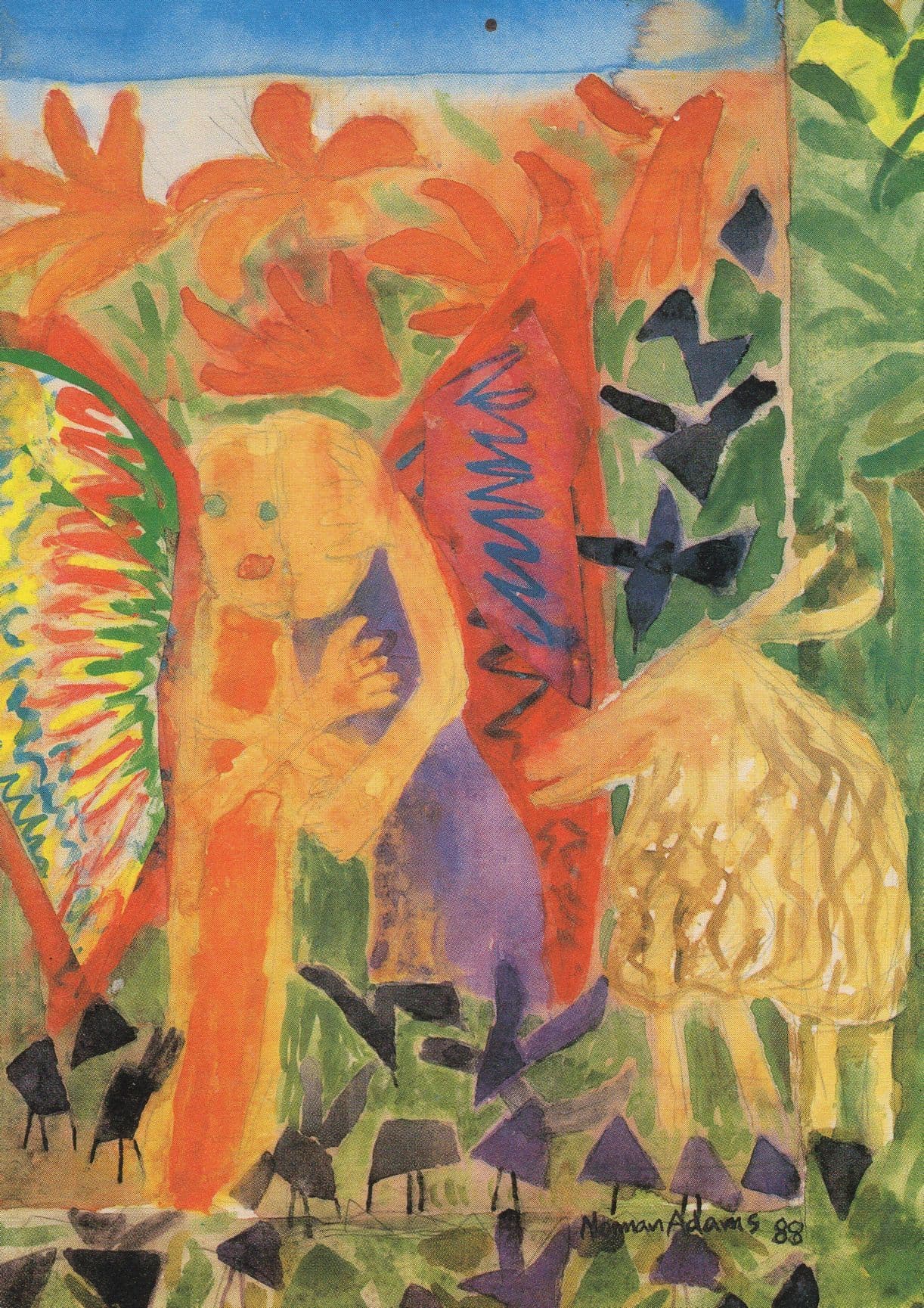 Norman Adams 1988 Exhibition Painting Postcard