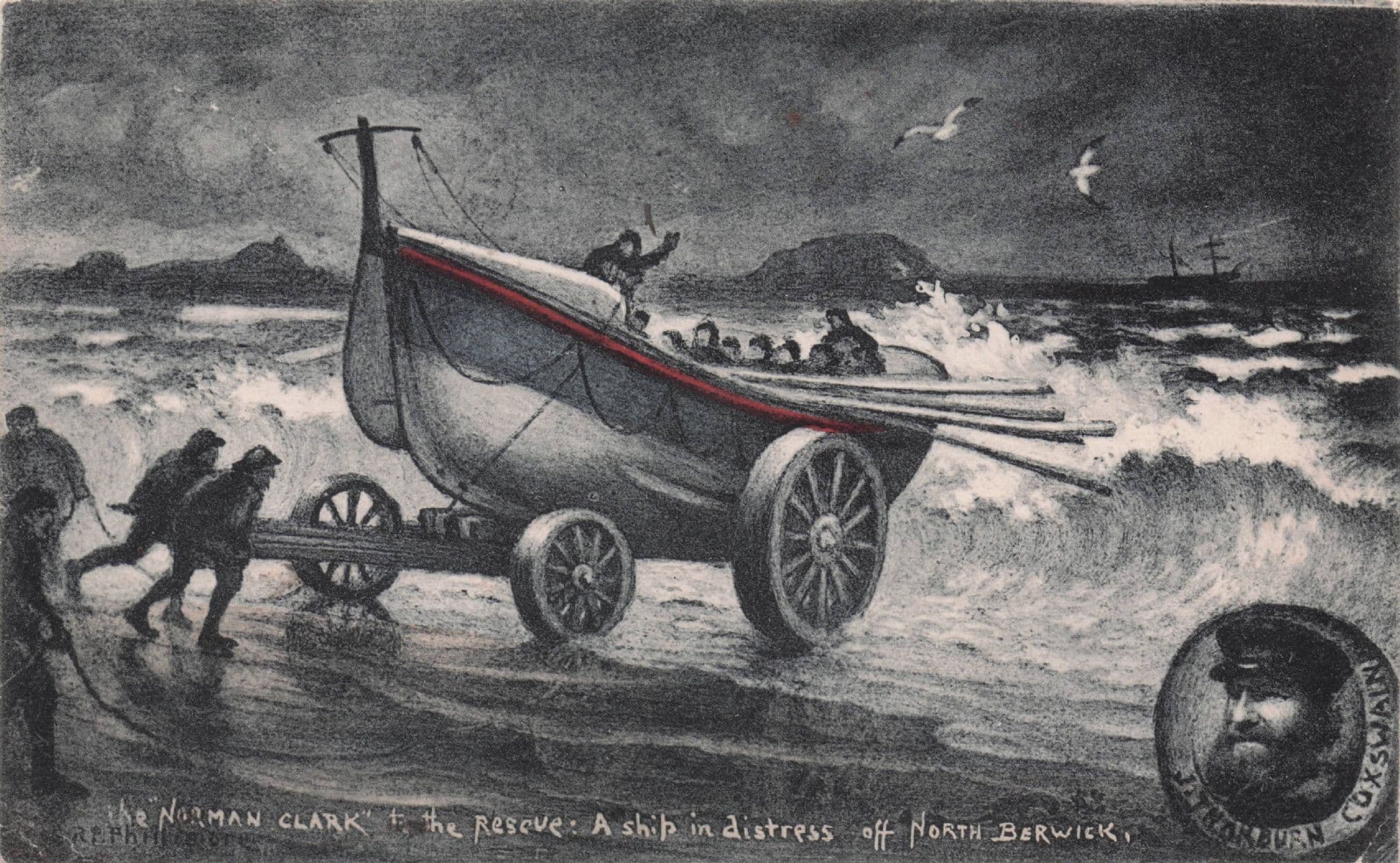 Norman Clark North Berwick Ship Rescue Coxswain R Phillimore Antique Postcard