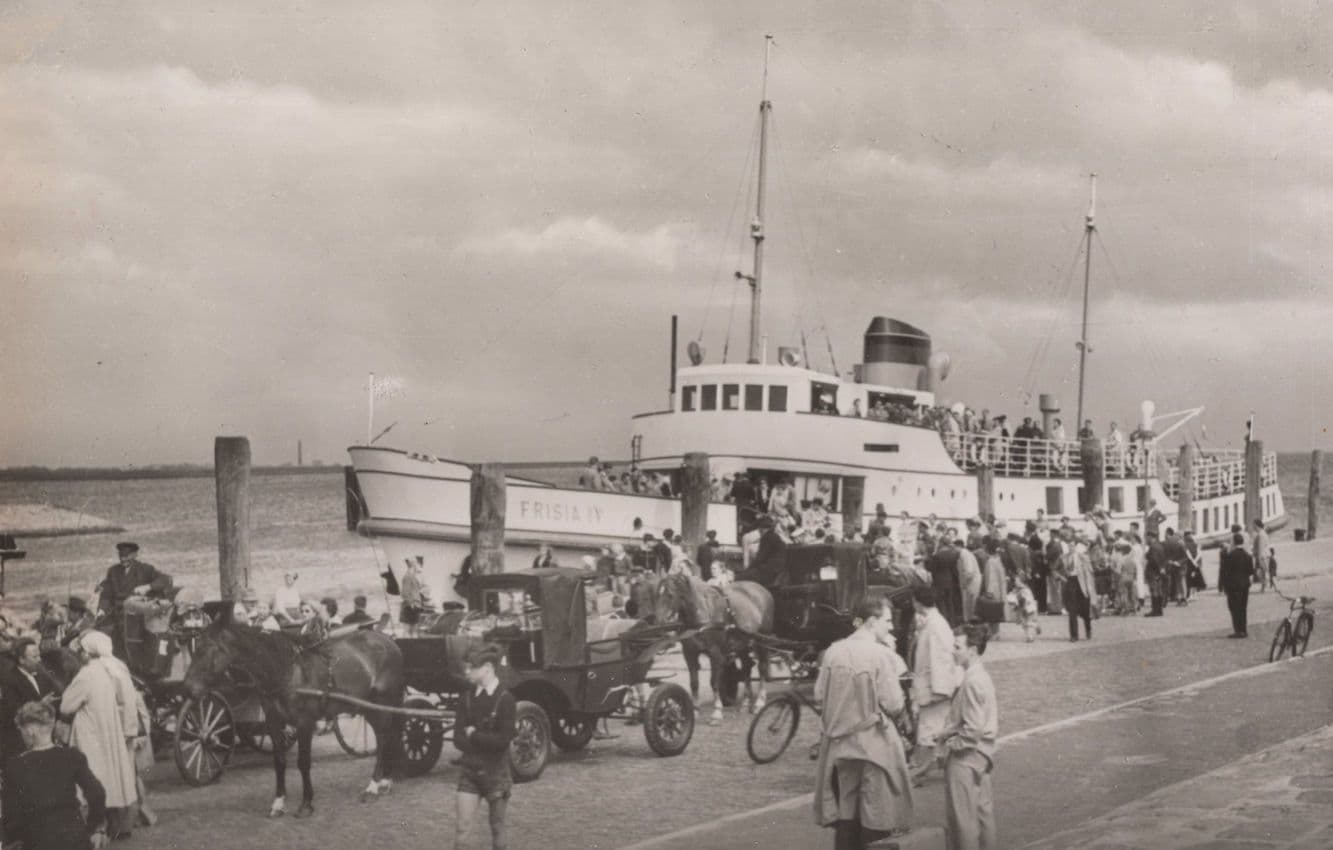Norseebad Norderney Ferry Boat Bicycle German Old RPC Postcard