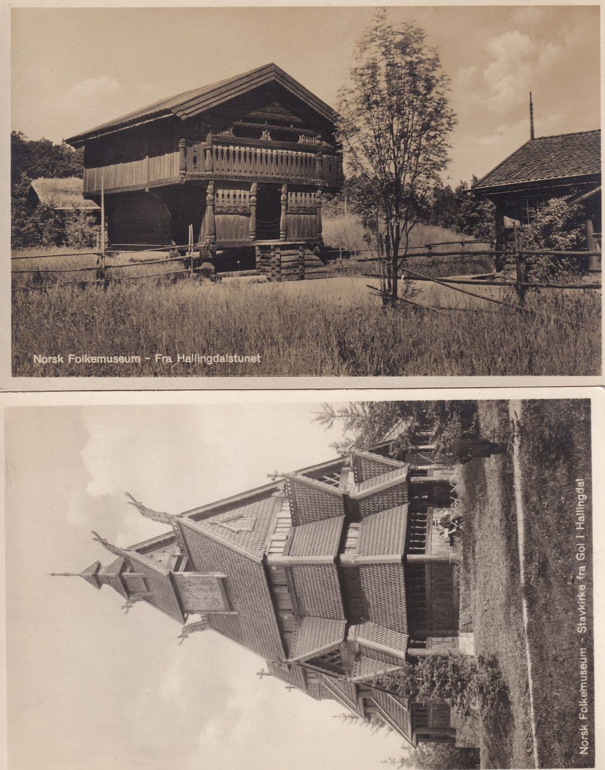 Norsk Folkemuseum Norway Folk Museum 2x Old Postcard